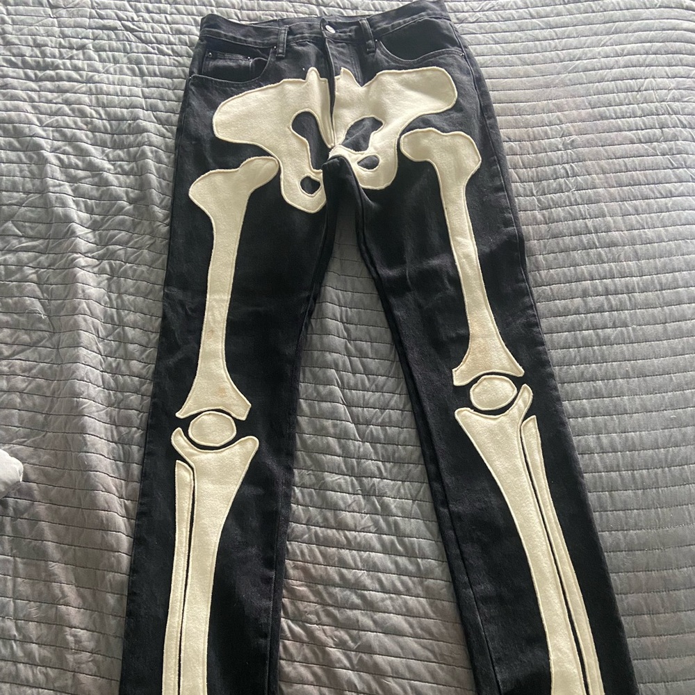 Skeleton Denim Jeans (Bone)